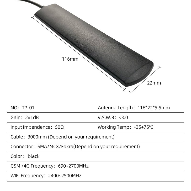 High Gain 3G 4G LTE WIFI Receiver Antenna Sticker External GSM Signal Patch Antenna with SMA-Male for Car Radio