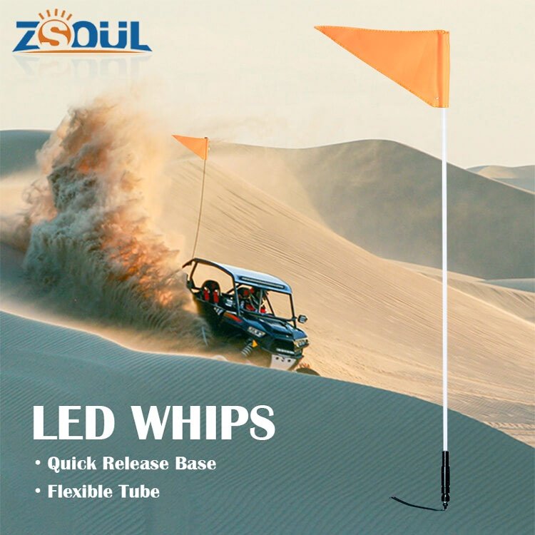 Hot Selling Mining Safety Whip RGB LED Whip with Reflective Flag for Warning Single Color or RGB