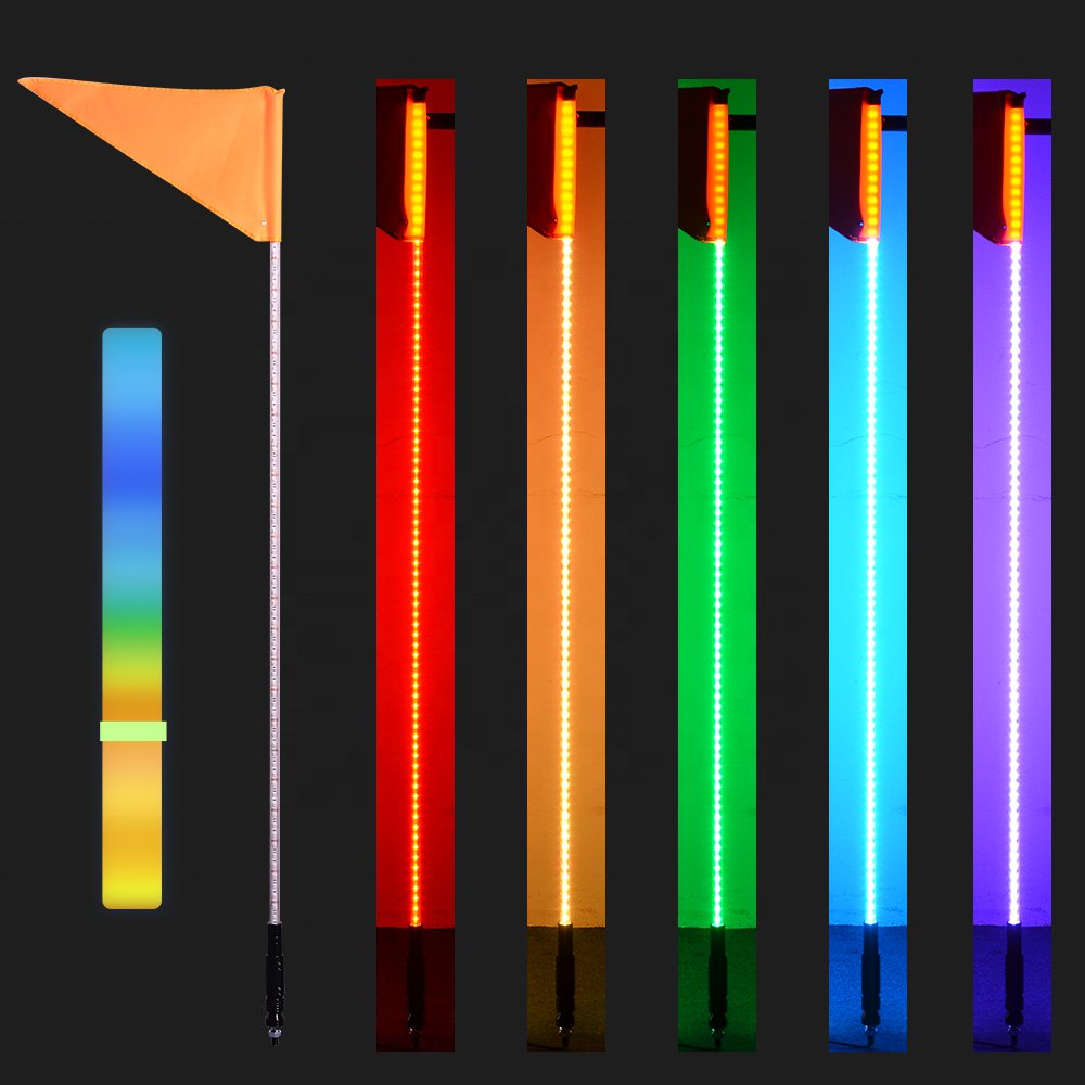 Hot Selling Mining Safety Whip RGB LED Whip with Reflective Flag for Warning Single Color or RGB