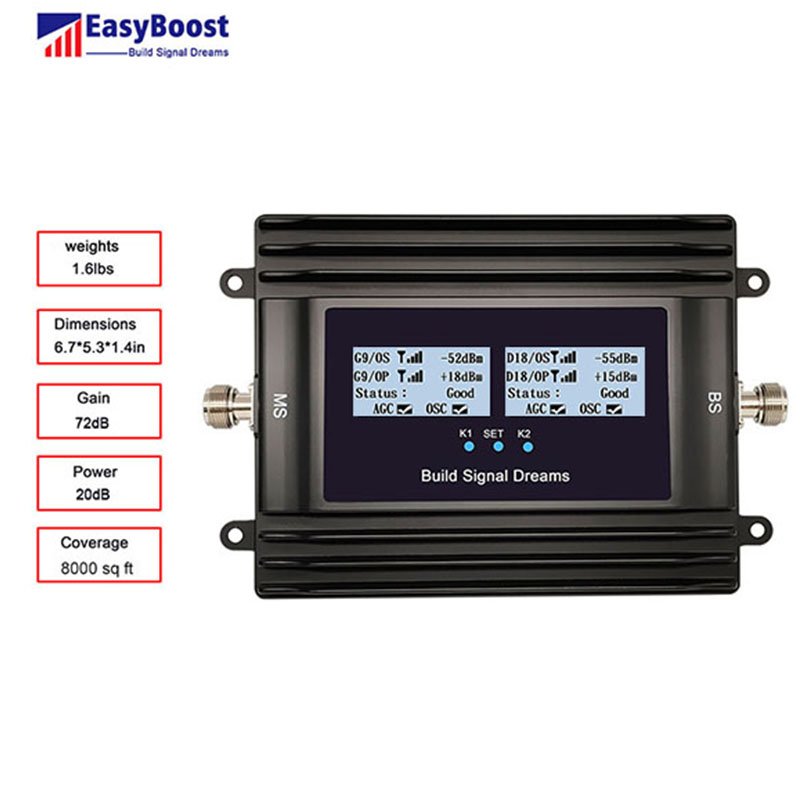 2024 New Four Band Cell Signal Booster 4G 3G 700/900/1800/2100Mhz B28 B8 B3 B1 5G Repeater Amplifier Super Smart 72dB Gain