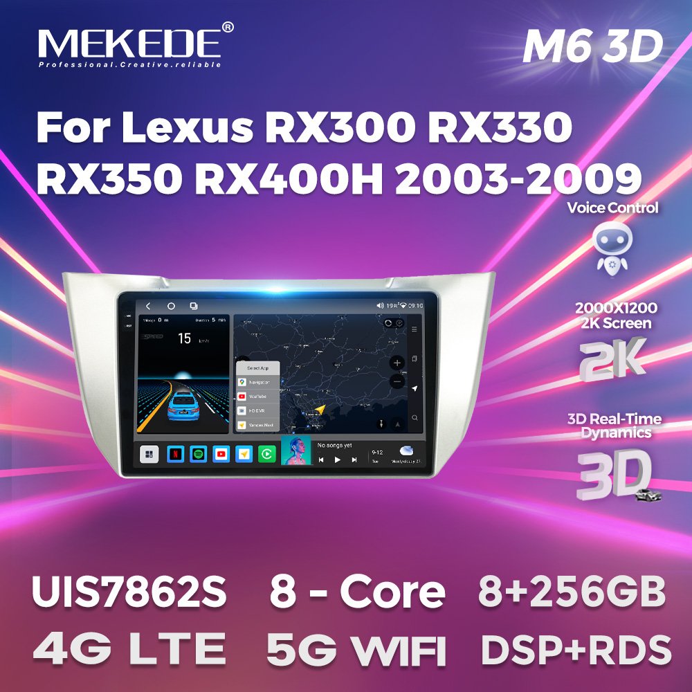 MEKEDE M6 PRO 3D Android Car Stereo System GPS BT for Lexus RX300 RX330 RX350 RX400H 2003-2009 BT GPS Navigation Cooling Fan