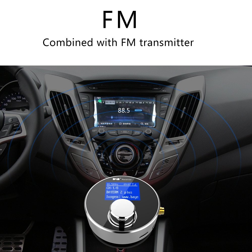 DAB Antenna Home Stereo System, Esuper Mini Portable Digital Radio Adapter & FM Transmitter/Aux-Out Fm Transmitter for Dab Radio