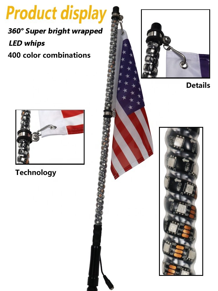 Safety RGB and White 30W Car LED Fog Light Running Light for Jeep for ATV UTV RZR Release Whip