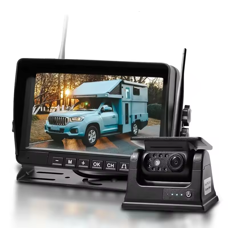 7" Truck Monitoring System Solar-Powered Wifi Wire-Free Car Camera 360 Panoramic for Truck and Bus Outdoor Waterproof