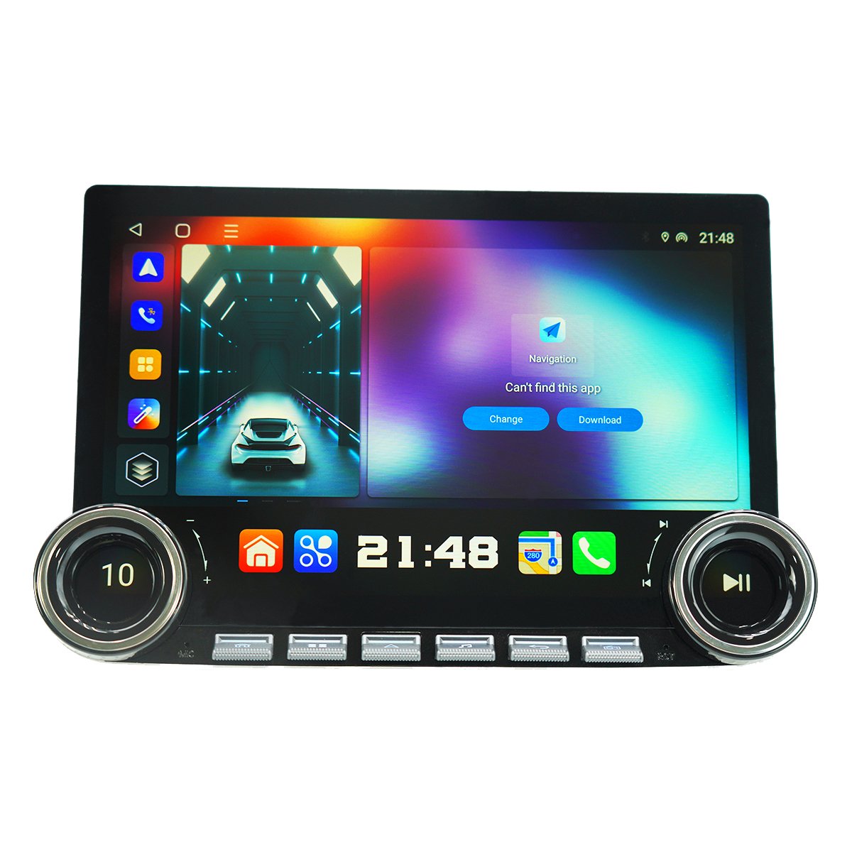 Portable Car Radio Double Knobs 360 Panorama Car Display Screen Monitor Audio Processor Carplay 10 Inch