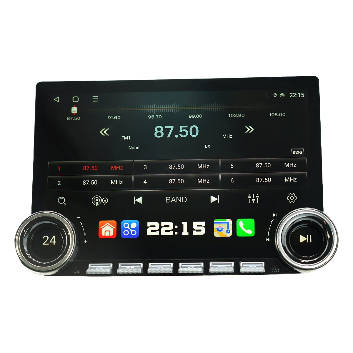 Portable Car Radio Double Knobs 360 Panorama Car Display Screen Monitor Audio Processor Carplay 10 Inch
