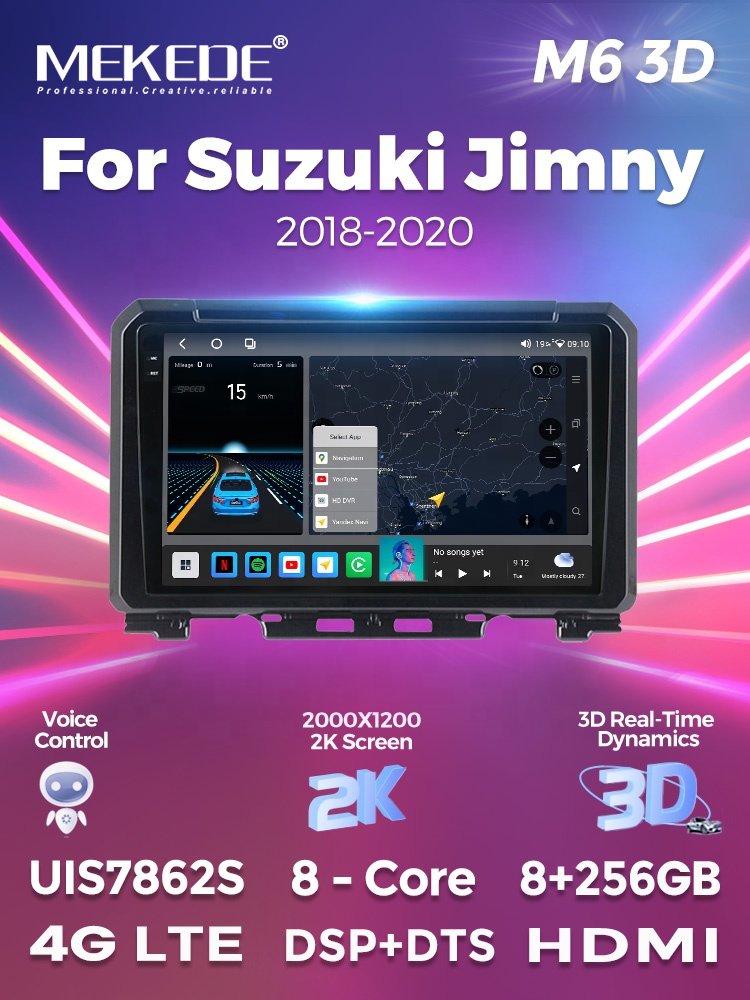 MEKEDE M6 PRO 3D Android 2000*1200 QLED 9 Inch Car Radio 2 Din for Suzuki Jimny 2018-2020 DSP BT5.1 Car Video Screen
