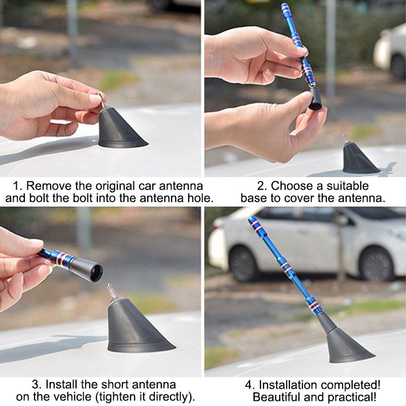 Universal Aluminum Alloy Antenna for Car Modification, AM/FM Receiving Antenna for Car Radio Decoration.