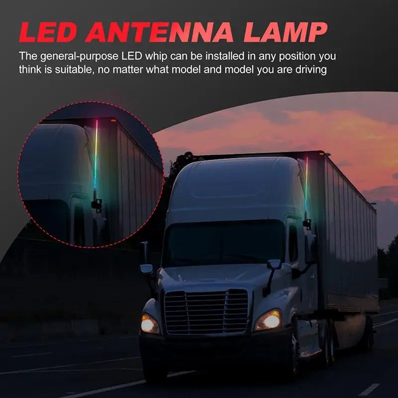 Car Truck 12-24V Universal Antenna Decoration LED Modify Colorful Flowing Light Warning Flashing Navigation Running Light