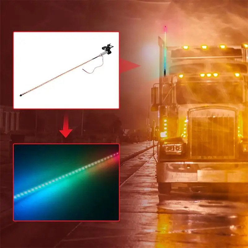 Car Truck 12-24V Universal Antenna Decoration LED Modify Colorful Flowing Light Warning Flashing Navigation Running Light