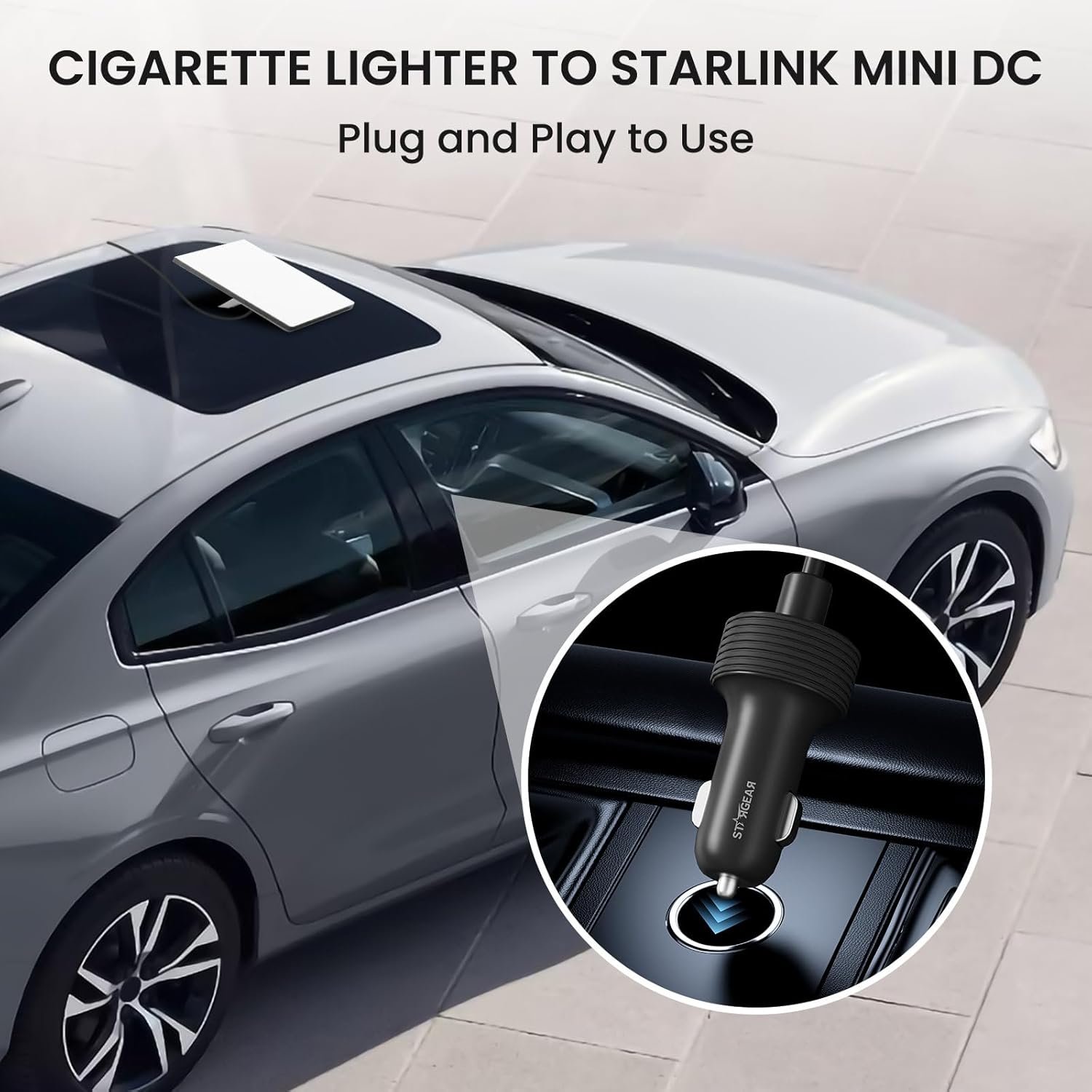 STARGEAR 3M/9.8FT 16 awg starlink mini cigarette cable starlink mini car cable 12v extension cable cigarette