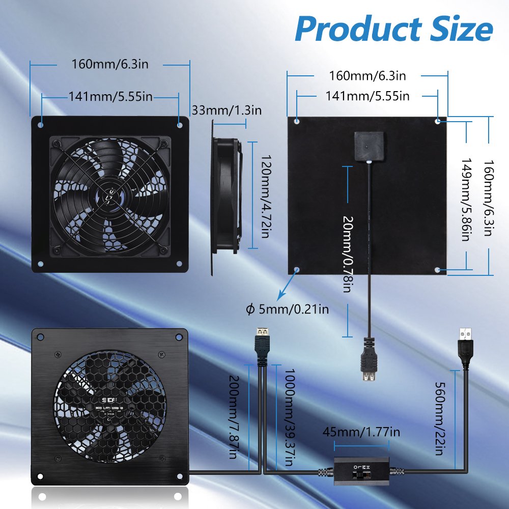 Sunlight Solar Wall Cooling Fan Solar Powered Ventilator Computer Cabinet RV Roof Vent Fan