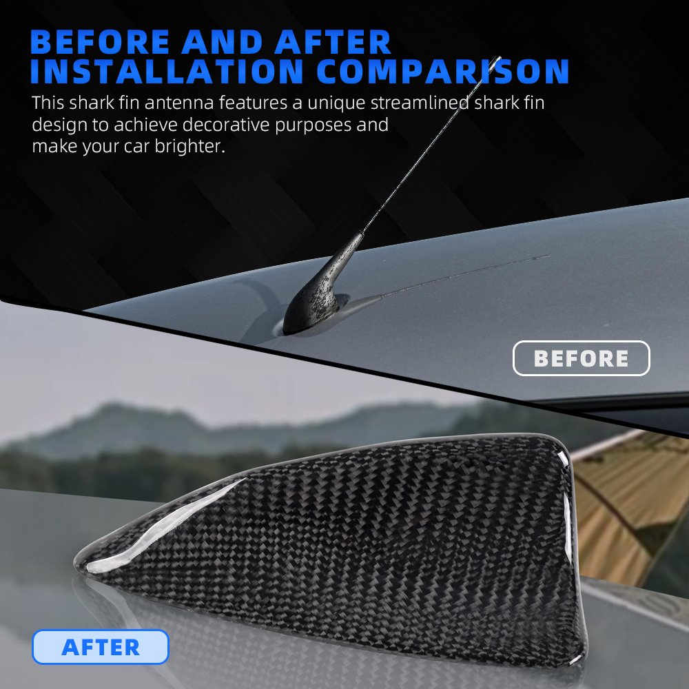 Carbon Fiber Shark Fin Roof Antenna Car AUTO Aerial FM/AM Radio Signal Universal