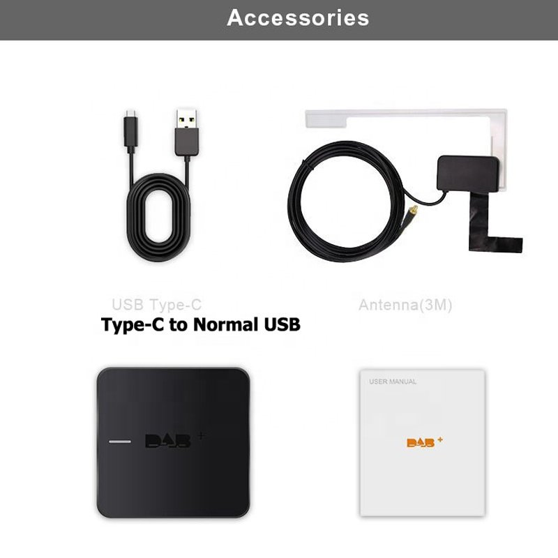 2024 Top Seller in EU Digital DAB+ Car Radio Box Receiver DB03 USB Adapter DAB Antenna Box for Android 5.1 and Above Car Radio