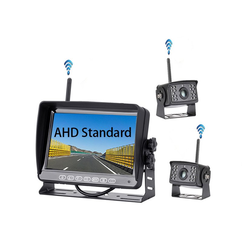 AHD RV Backup Camera Wireless HD 1080P Trailer Rear View Cam System Touch Key 7'' DVR Monitor 4 Split Screen for Truck Camp RVs