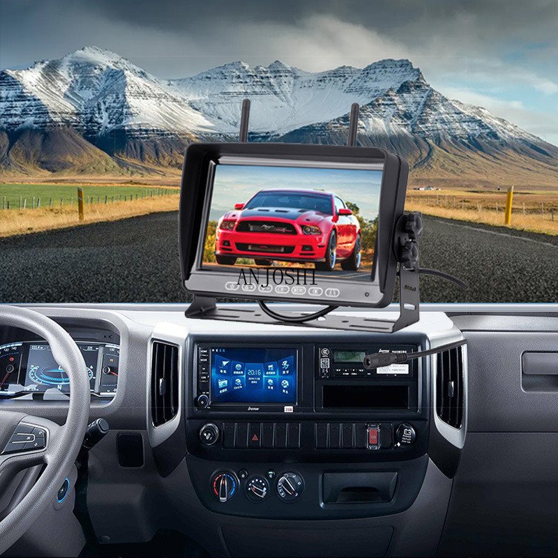 AHD RV Backup Camera Wireless HD 1080P Trailer Rear View Cam System Touch Key 7'' DVR Monitor 4 Split Screen for Truck Camp RVs