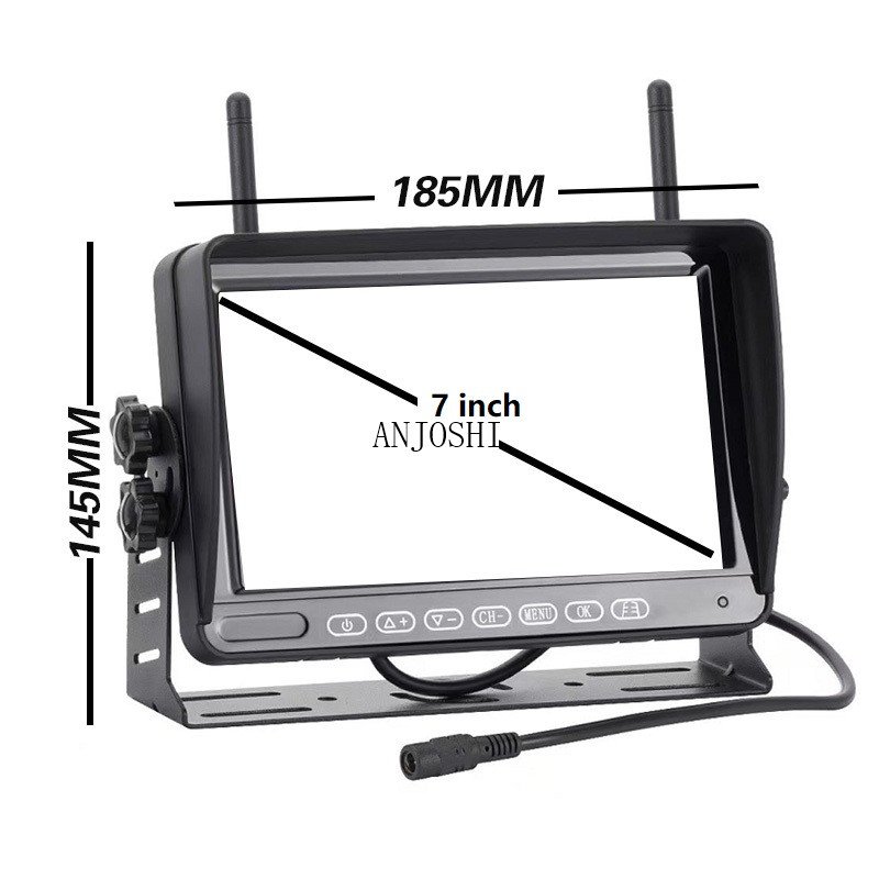 AHD RV Backup Camera Wireless HD 1080P Trailer Rear View Cam System Touch Key 7'' DVR Monitor 4 Split Screen for Truck Camp RVs