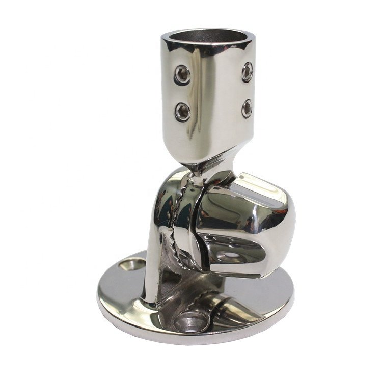 Stainless Steel Marine Boat Radio VHF Antenna Adjustable Ratchet Base Mount