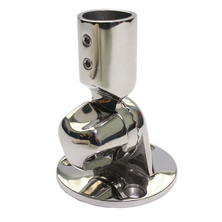 Stainless Steel Marine Boat Radio VHF Antenna Adjustable Ratchet Base Mount