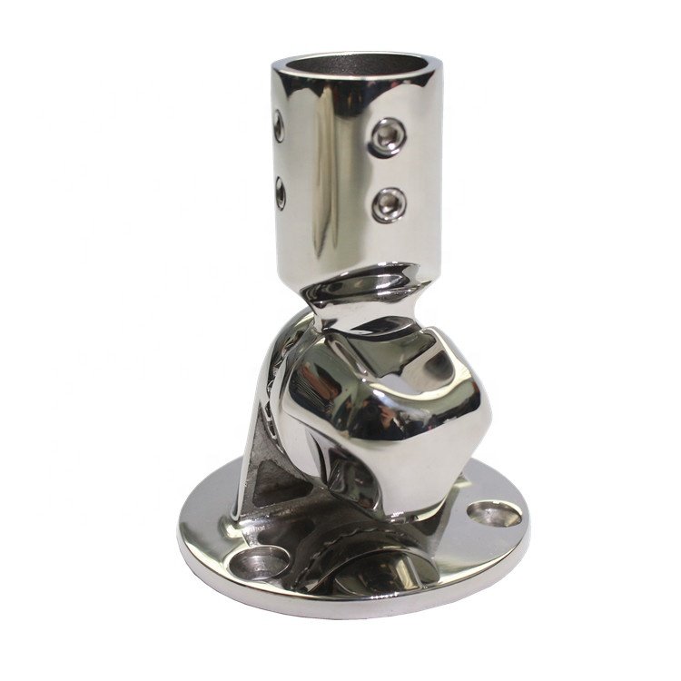 Stainless Steel Marine Boat Radio VHF Antenna Adjustable Ratchet Base Mount