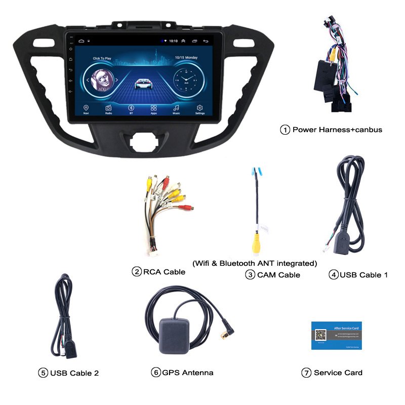 Car Multimedia Player for Ford Transit Tourneo Custom 2016-2020 Android 10 Radio Stereo Screen Wifi GPS Navigation System