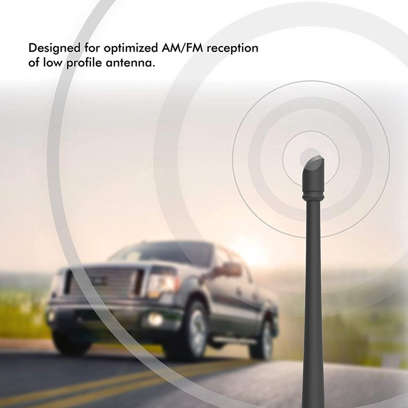 7 Inches Carbon Fiber Car Antenna for Ford F150 2009-2024 Shark Fin Design with FM/AM Reception Rubber Antenna Replacement