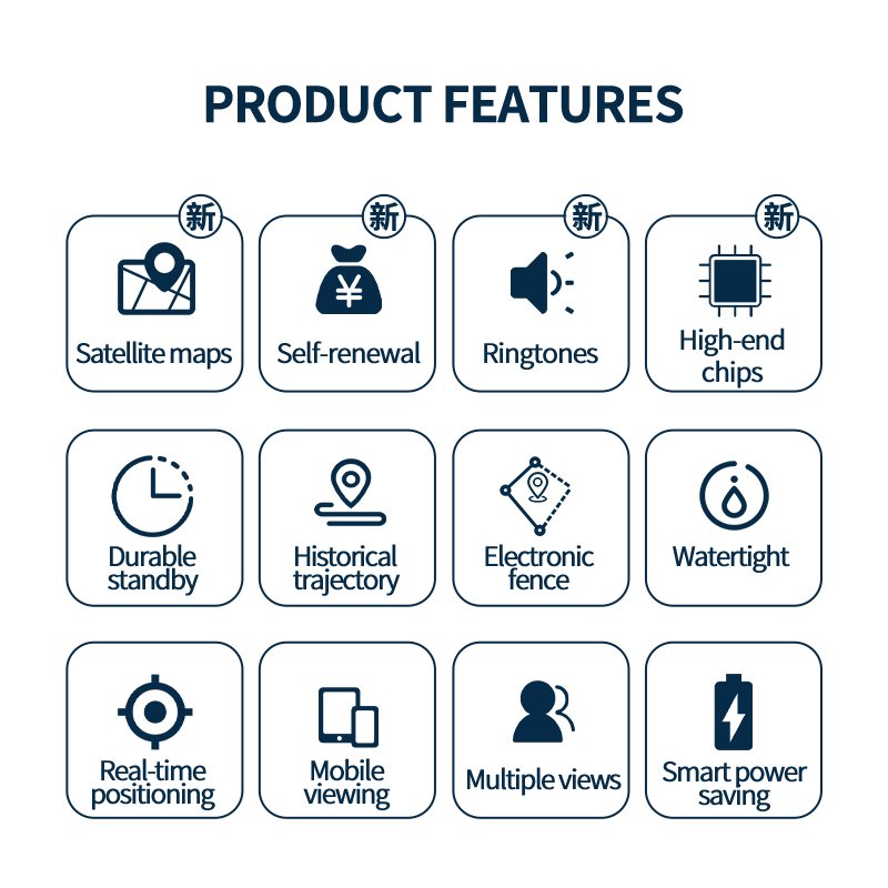 AHGUEP 4G GPS Dog Tracker Collar Silicone Hunting Gear Training Function Compatible Android OS GPS GSM GPRS GLONASS Beidou IP67