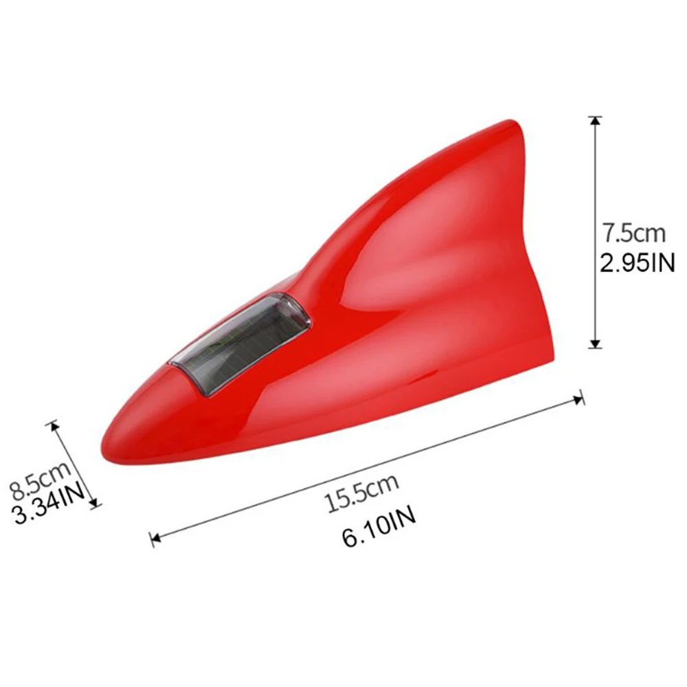 Universal Shark Fin Antenna Light Car Solar LED Anti Collision Light Warning Lights Automobile Modeling Decorating Accessories