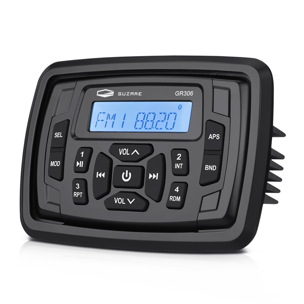 Marine Radio Waterproof Stereo Audio Media Receiver Car MP3 Player+4Inch Waterproof Speakers+AM FM Antenna for RV ATV Yacht