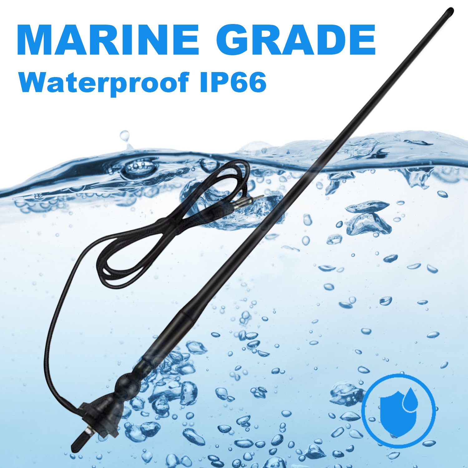 Marine Radio Waterproof Stereo Audio Media Receiver Car MP3 Player+4Inch Waterproof Speakers+AM FM Antenna for RV ATV Yacht