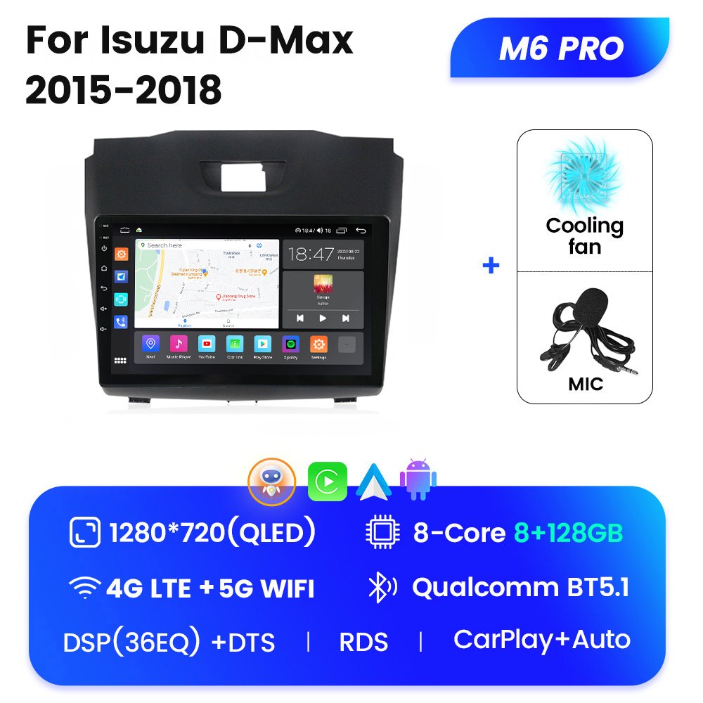 MEKEDE M6 PRO Android 12 QLED Car Multimedia Audio System for Isuzu D-Max 2015 2018