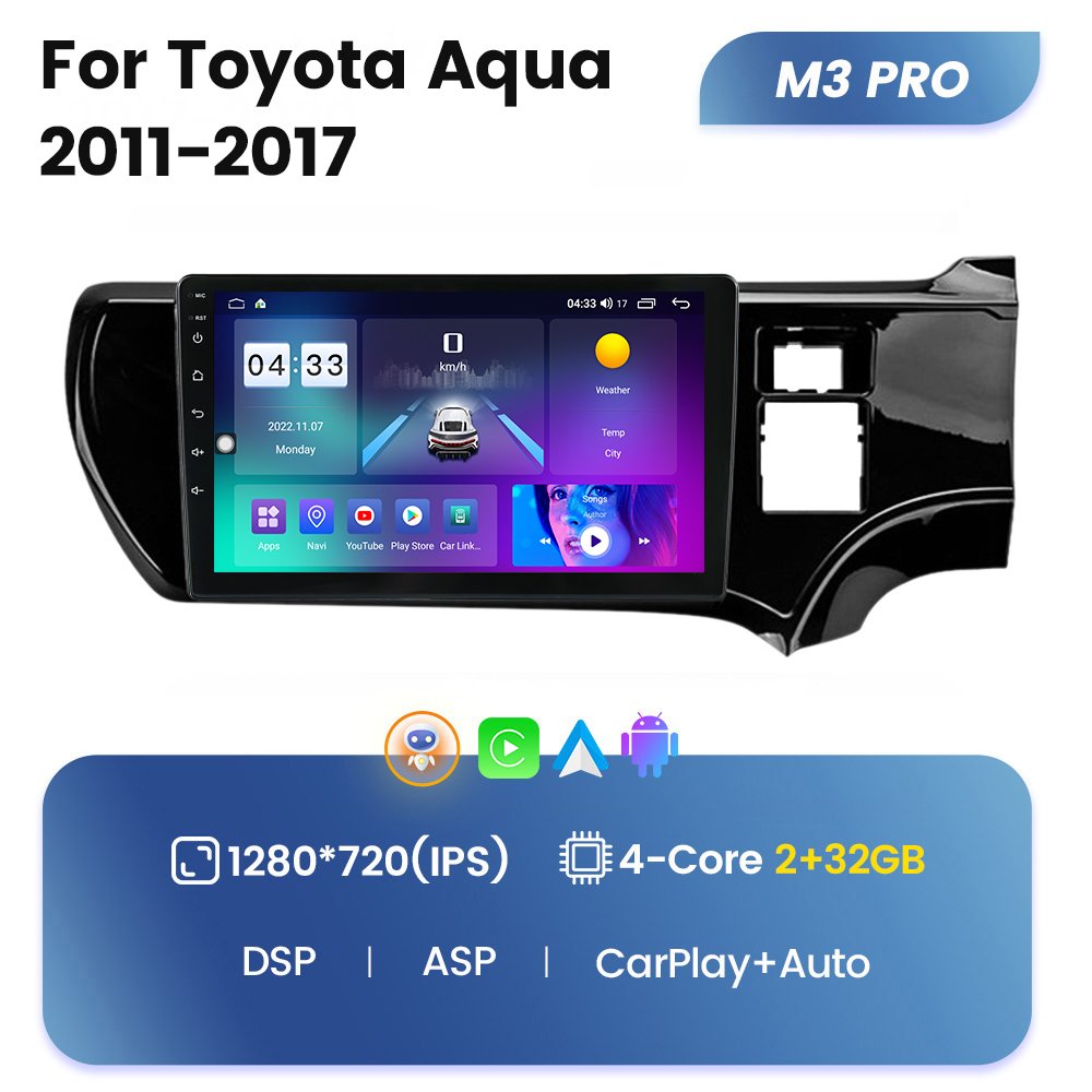 M6 PRO Android 12 2K QLED Screen Car Gps tracker for Toyota Aqua 2011-2017 Smart Car Audio Display Boards