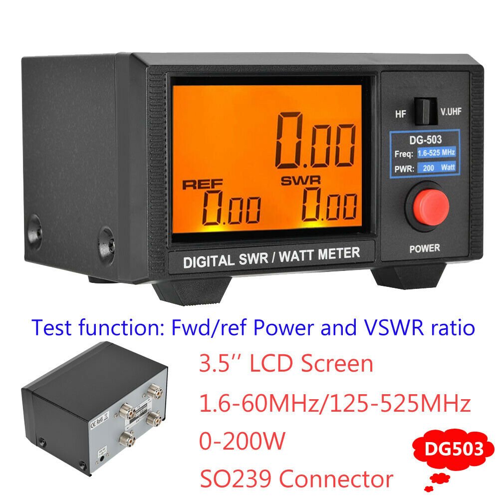 Digital SWR WATT Meter 3.5" LCD for Two-Way Radios Walkie Talkie DG-503