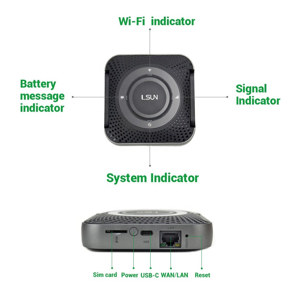 LSUN MF607 Long Rang 4G FDD LTE Mobile WiFi Hotspot 5000mAh Battery Cat4 300M Pocket CAR Mobile Wifi Router External Antenna