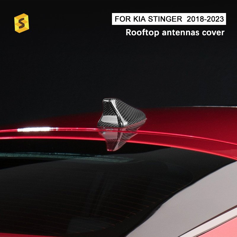 Shasha Carbon Fiber Dry Rooftop Antenna Cover Car Exterior Accessories Decoration for KIA Stinger 2018-2023