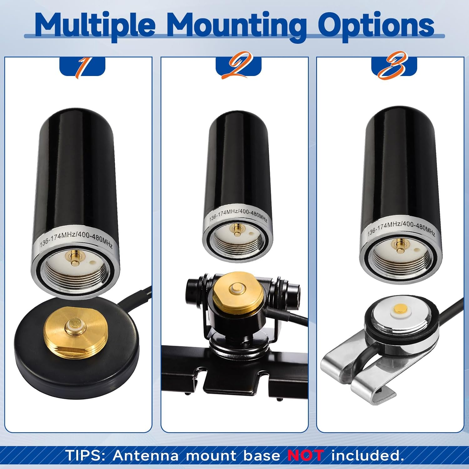 Radio Mobile Radio Antenna Dual Band VHF UHF 136-174MHz 400-470MHz Amateur Radio Low Profile NMO Mount Antenna
