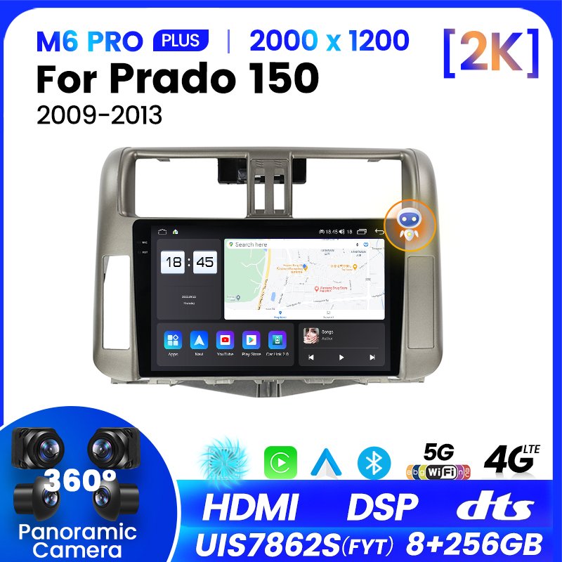 MEKEDE M6 PRO Radio De Coche Android Car Mp3 Player Car Accessories Touch Screen for Toyota Prado 150 2009 2013 AB BT GPS