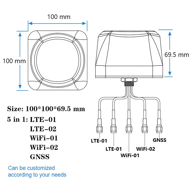 Antena Combo Car gsm gnss Lte Antenna Waterproof 5 in 1 combo antenna 4g 5g WiFi 2.4GHZ GPS Combination Antenna