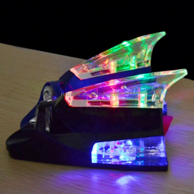 Shark Fin Feature Universal Wind Power Antenna LED Car Decoration Flash Lamp Light