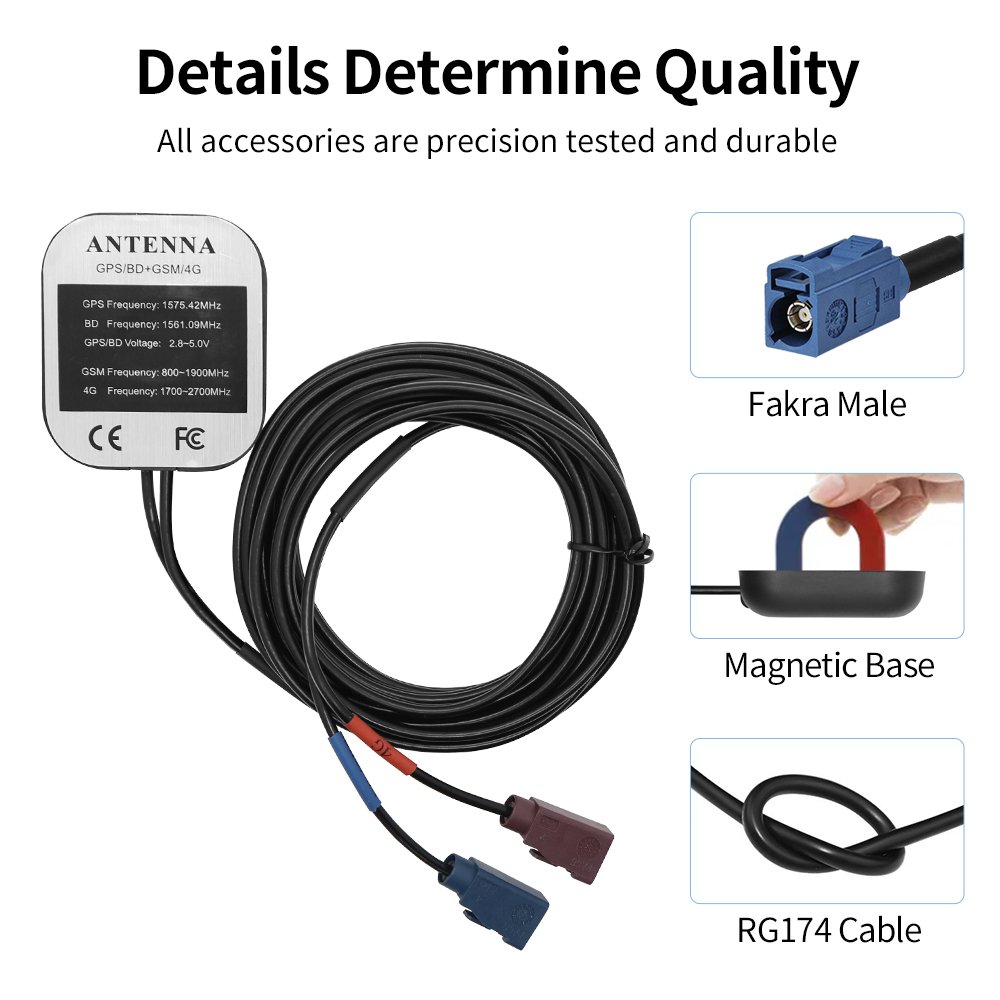 Good Price Car Radio 4G Fakra GPS Antenna Blue & Purple Connector Assembly 1575.42MHZ 3m Cable Length