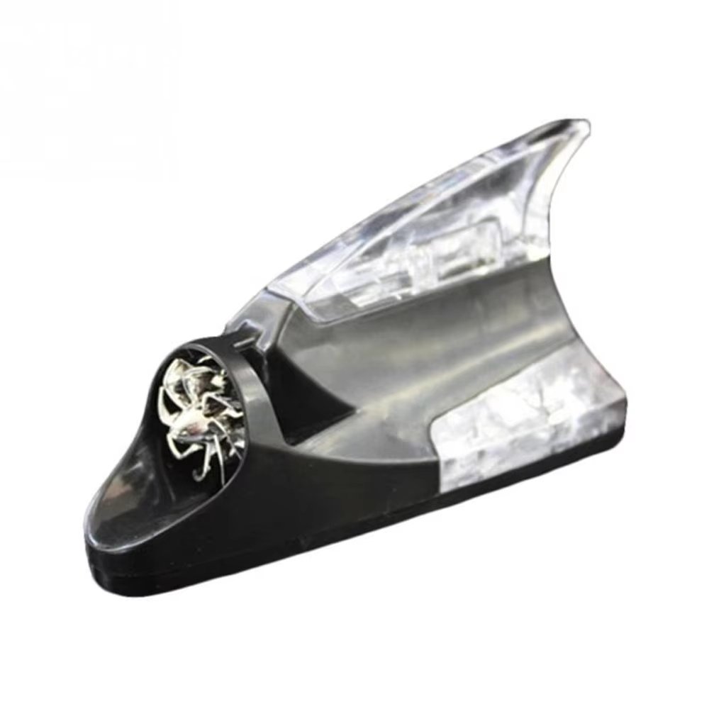 Car Truck Wind Powered Led Light Roof Antenna Shark Fin Safe Warning Flash Lamp