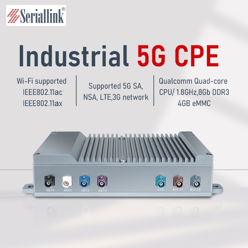 SERIALLINK 5G CPE Wireless Router for Cars With 4x M12-A Ethernet Ports 4x 5G +2x 2.4G/5.8G WIFI6+1 GPS antenna interface IP67