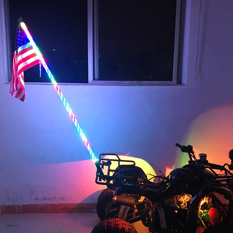 Fashionable LED Chasing Colors Whip Antenna Flag for ATV/UTV/Truck/Polaris RZR - WD WHIP Model