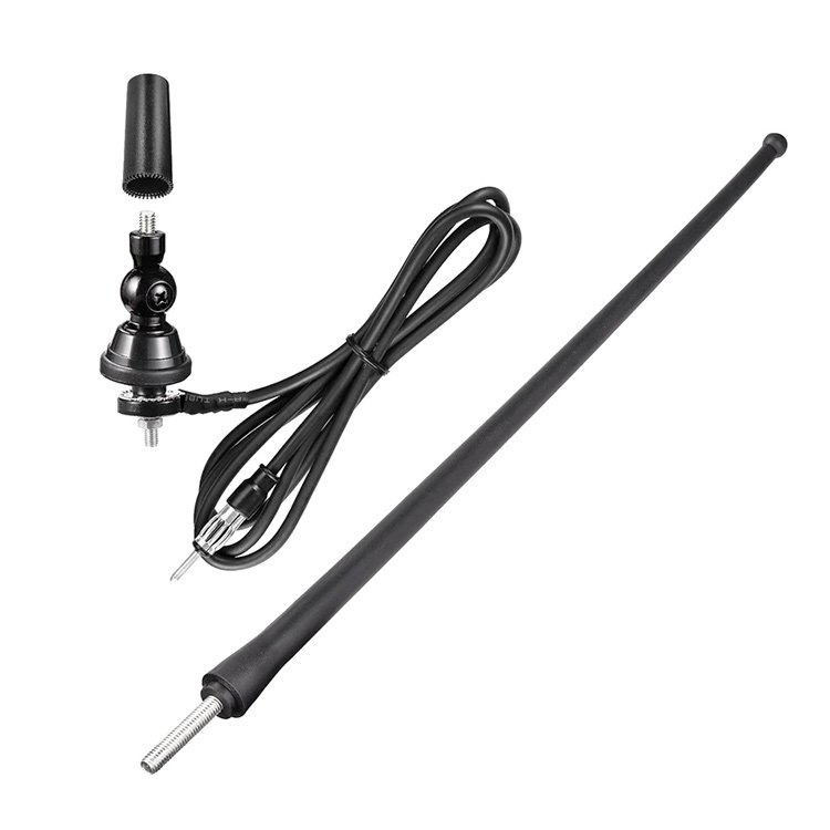 Heavy-Duty VHF/UHF Omnidirectional Waterproof Screw Mount Radio Antenna with DIN Plug & RG58 Cable for AM/FM Vehicle Radio