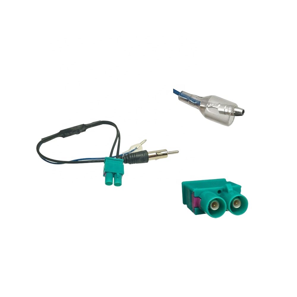 (EU Stock) Podofo Dual Fakra Connection Radio Antenna Adapter Converter Cable with Amplifier Radio Transfer