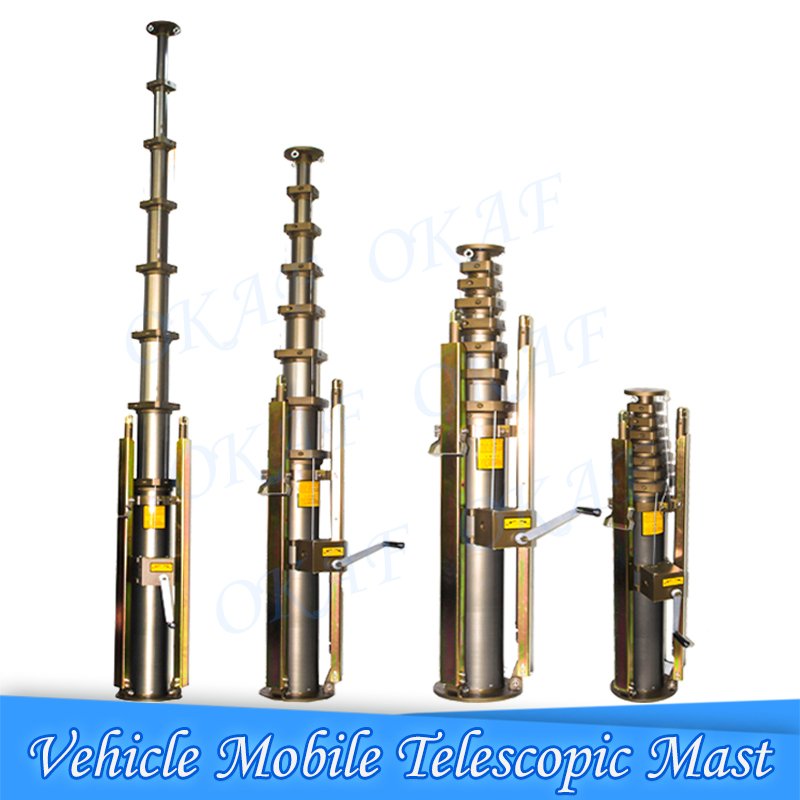8m 10m 12m Security Camera Pole Lightning Rod Radio Antenna Tower Mast Manual Hand Winch Aluminum Telescopic Mast