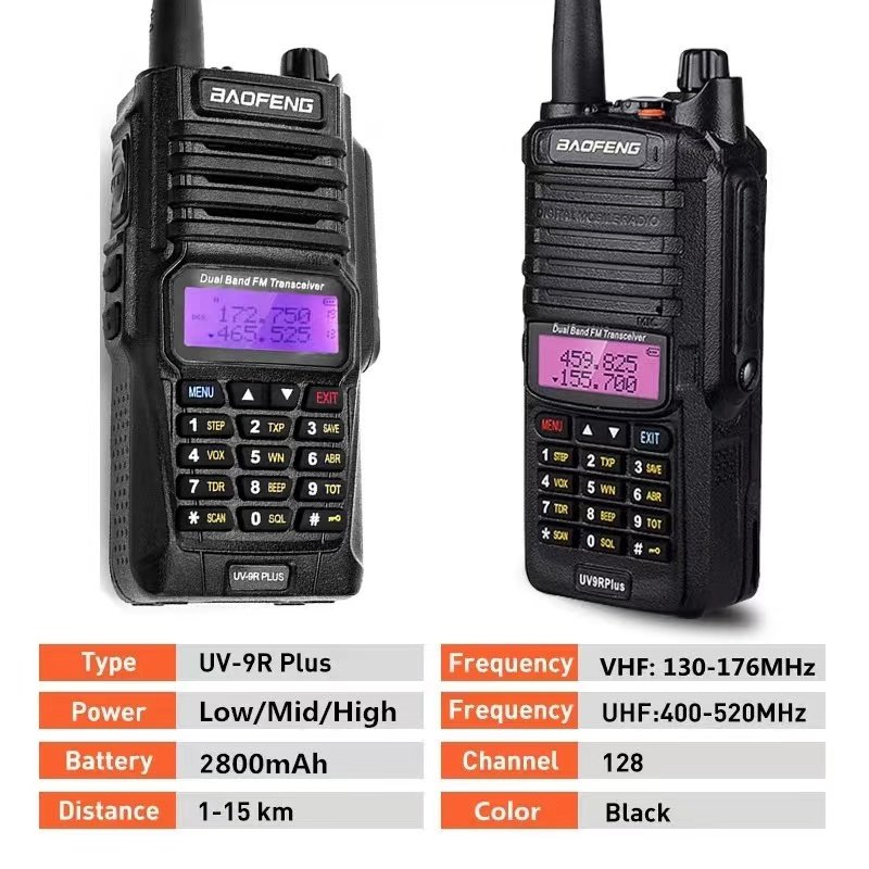 BF-UV9R Uv-9r Plus Walkie Talkie 2-Way Dual Band 8W IP67 Waterproof 10KM Ham Poc Radio Antenna Boefeng Ip67 Waki Taki Walkie