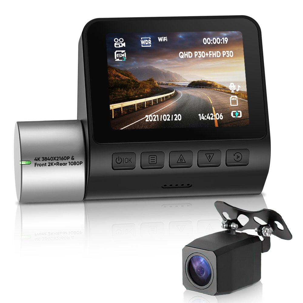 2K Front&Rear 1440P Dual GPS 2 Inch Dashboard Camera H.264 170 Wide Angle Night Vision G-Sensor 24H Parking Mode Dash Car Cam