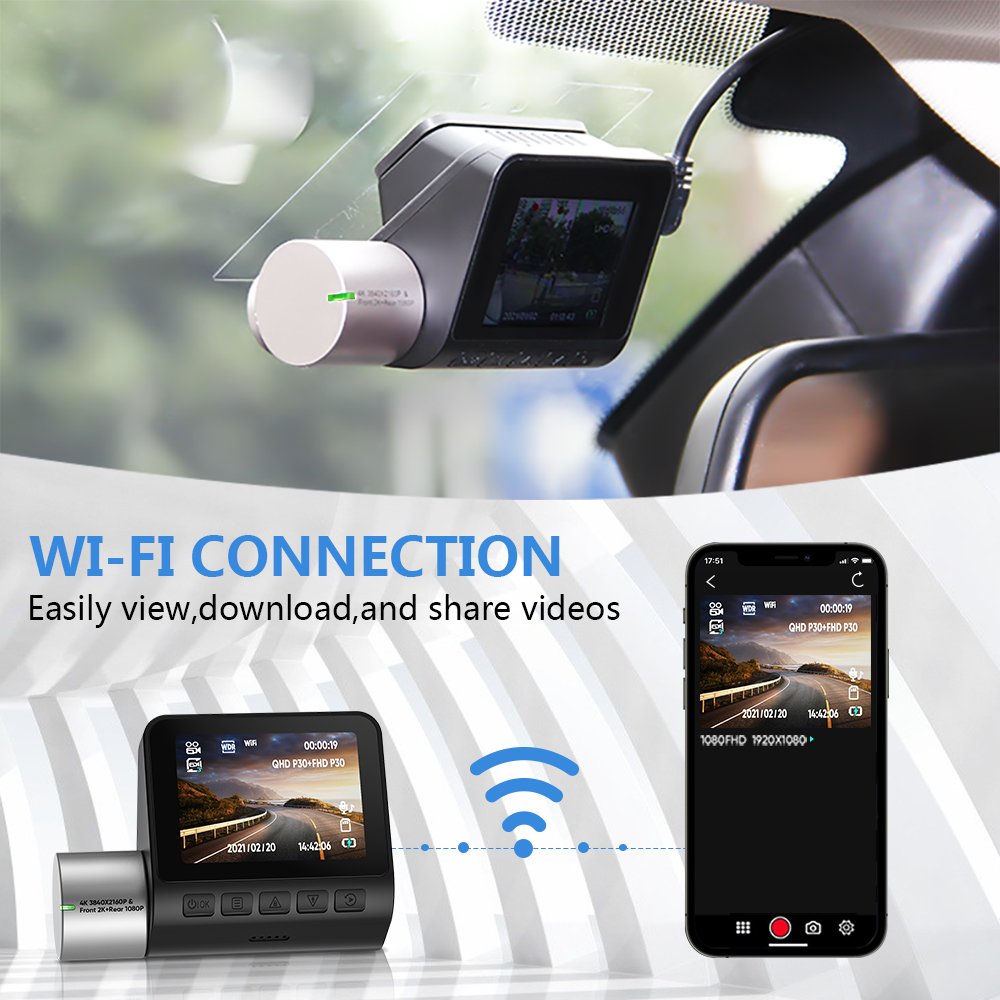 2K Front&Rear 1440P Dual GPS 2 Inch Dashboard Camera H.264 170 Wide Angle Night Vision G-Sensor 24H Parking Mode Dash Car Cam