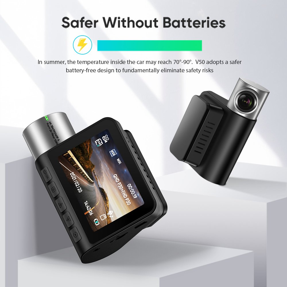 2K Front&Rear 1440P Dual GPS 2 Inch Dashboard Camera H.264 170 Wide Angle Night Vision G-Sensor 24H Parking Mode Dash Car Cam